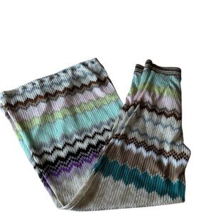 Women's Multicolor Zigzag Knit Wide-Leg Pants